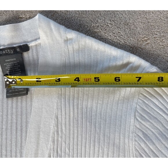 Matty M White Ribbed Cardigan Open Front Lightweight Stretch Women’s XL - Picture 7 of 11